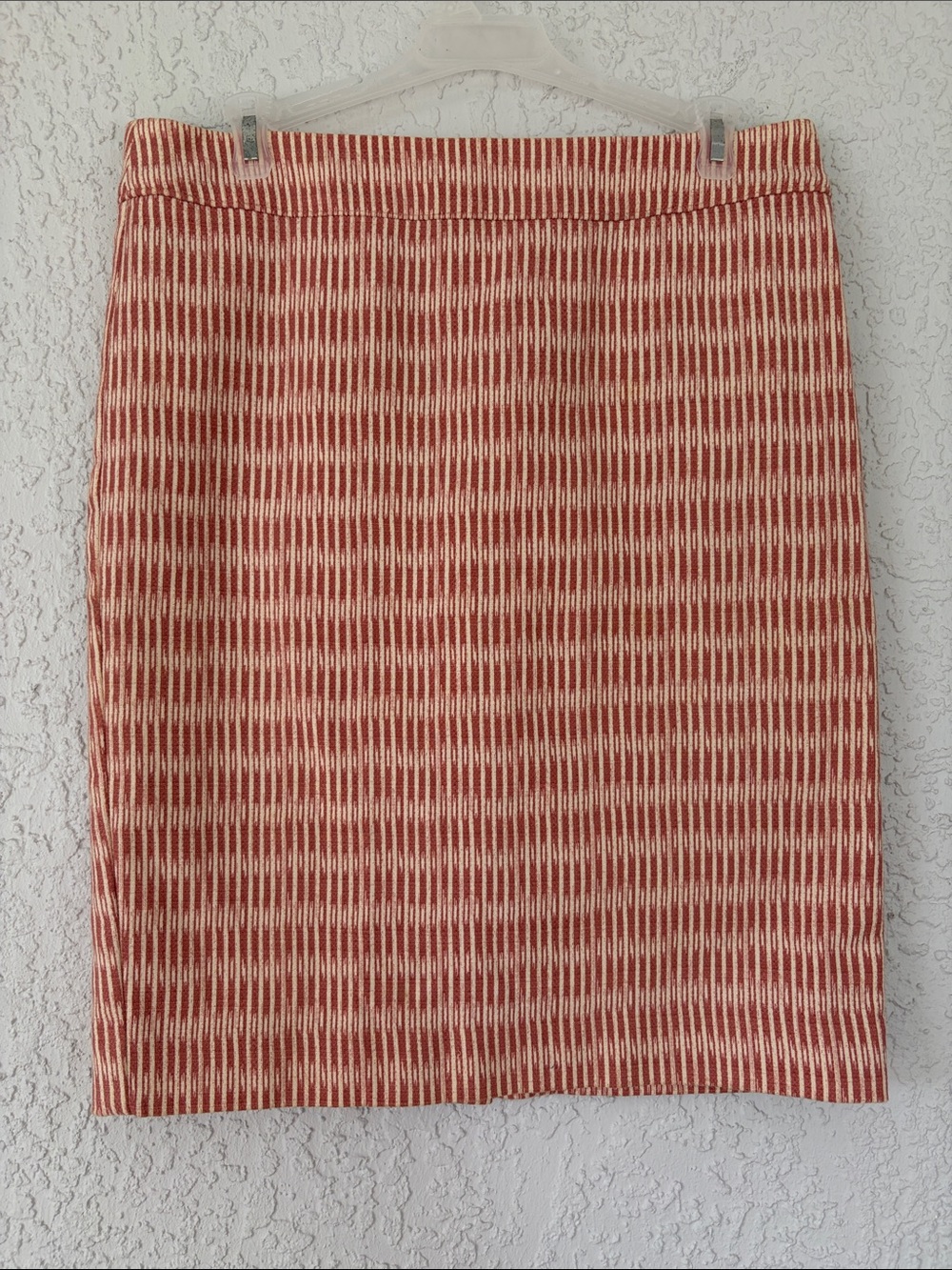 LOFT Rust and Cream Ribbed Pencil Skirt